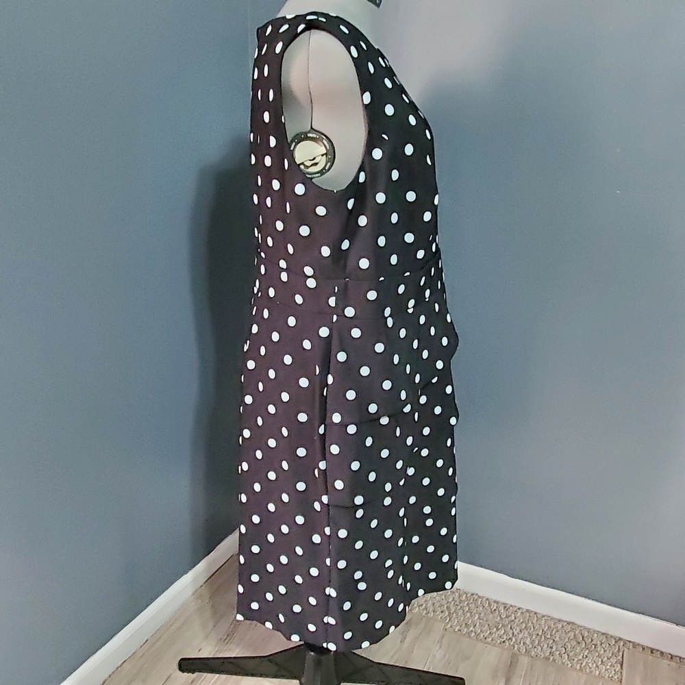 NWT Signature Sabrina Black and Mint Blue Polka Dot Midi Sheath Dress Size 18W - Picture 6 of 8